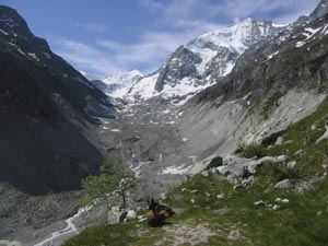 Grand Cornier (3962 m) mit Glacier de Zinal, Val de Zinal, 8.6.2003