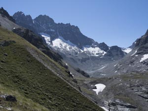 Bouquetins (3838 m) und Haut Glacier d’Arolla aus Sicht von Plan Bertol (2656 m), 18.7.2018