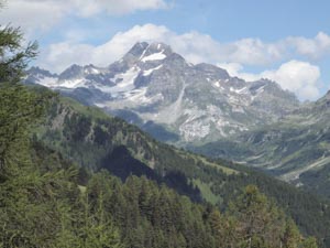 Blick zum Ofenhorn (3236 m) auf dem Abstieg vom Eggerhorn (2503 m) nach Binn Dorf (Schmidigehischere), 1.8.2016